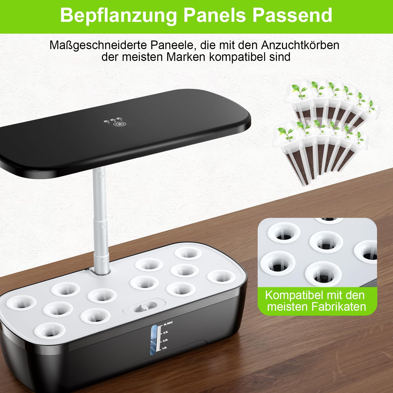 Jibenhome Indoor Herb Garden Planter Set with LED Grow Light & Timer, 8/12 Pods, Hydroponic Growing Systems with Sprouter Tray & Pump