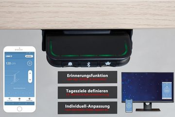 bümö Schreibtisch elektrisch Bluetooth & App XDLR - Höhe: elektrisch höhenverstellbar, Rechteck: 160 x 80 cm - Dekor: Weiß - Gestell: Weiß