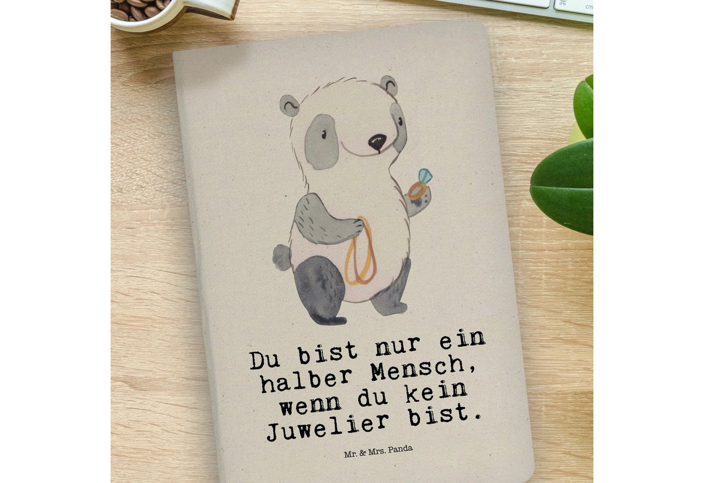 Thumbnail - Mr. & Mrs. Panda Notizbuch Juwelier Herz - Transparent - Geschenk, Dankeschön, DIN A4 Notizbuch Mr. & Mrs. Panda, Kreati...