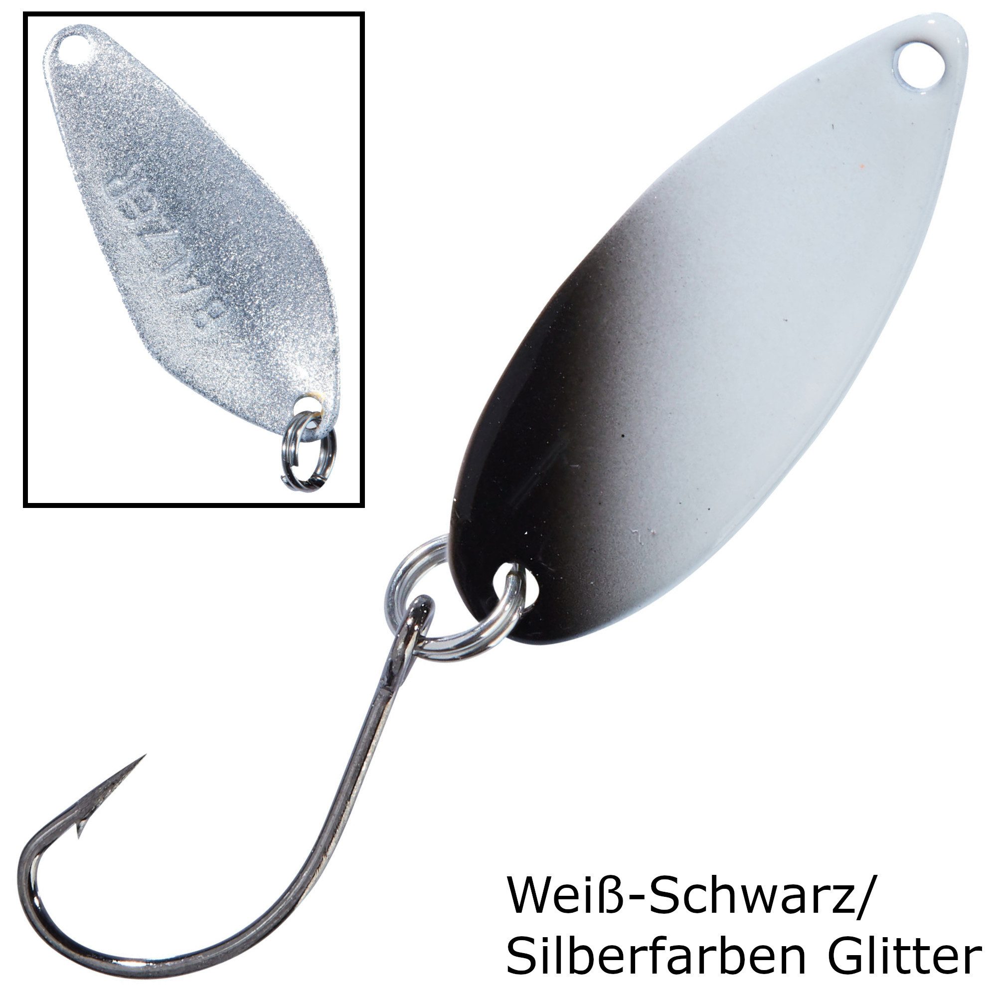 Weiß-Schwarz/Silberfarben Glitter