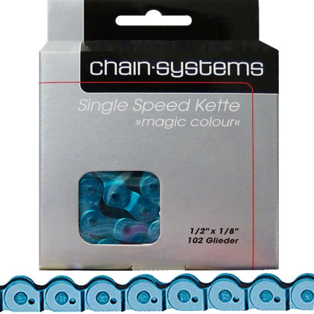 Fahrradkette Point Kette Magic Colour blau für Single Speed 1/2x1/8Zoll 102Glieder