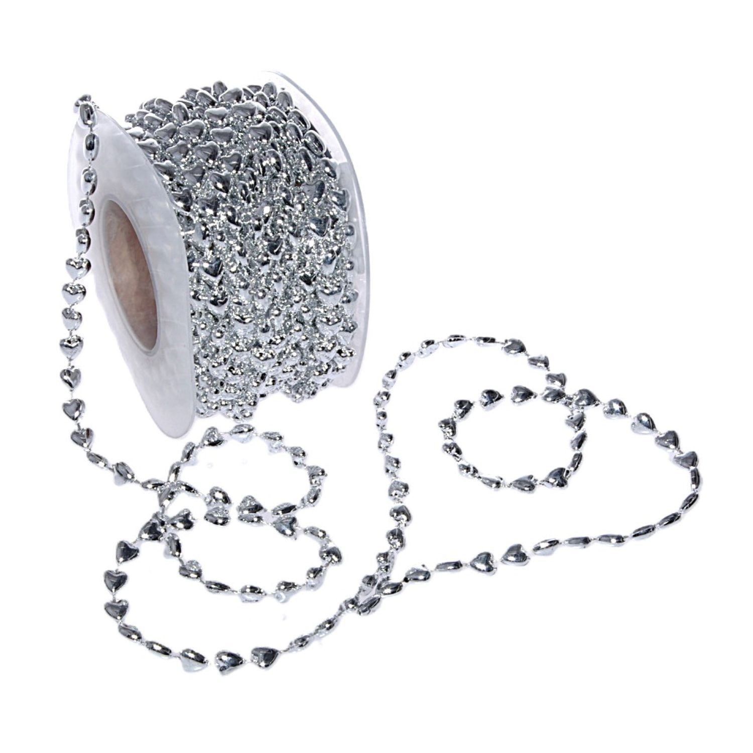 Deko AS Kordel Filigrane Herzchenschnur - silber -10mm 10m 92173, Herzkordel