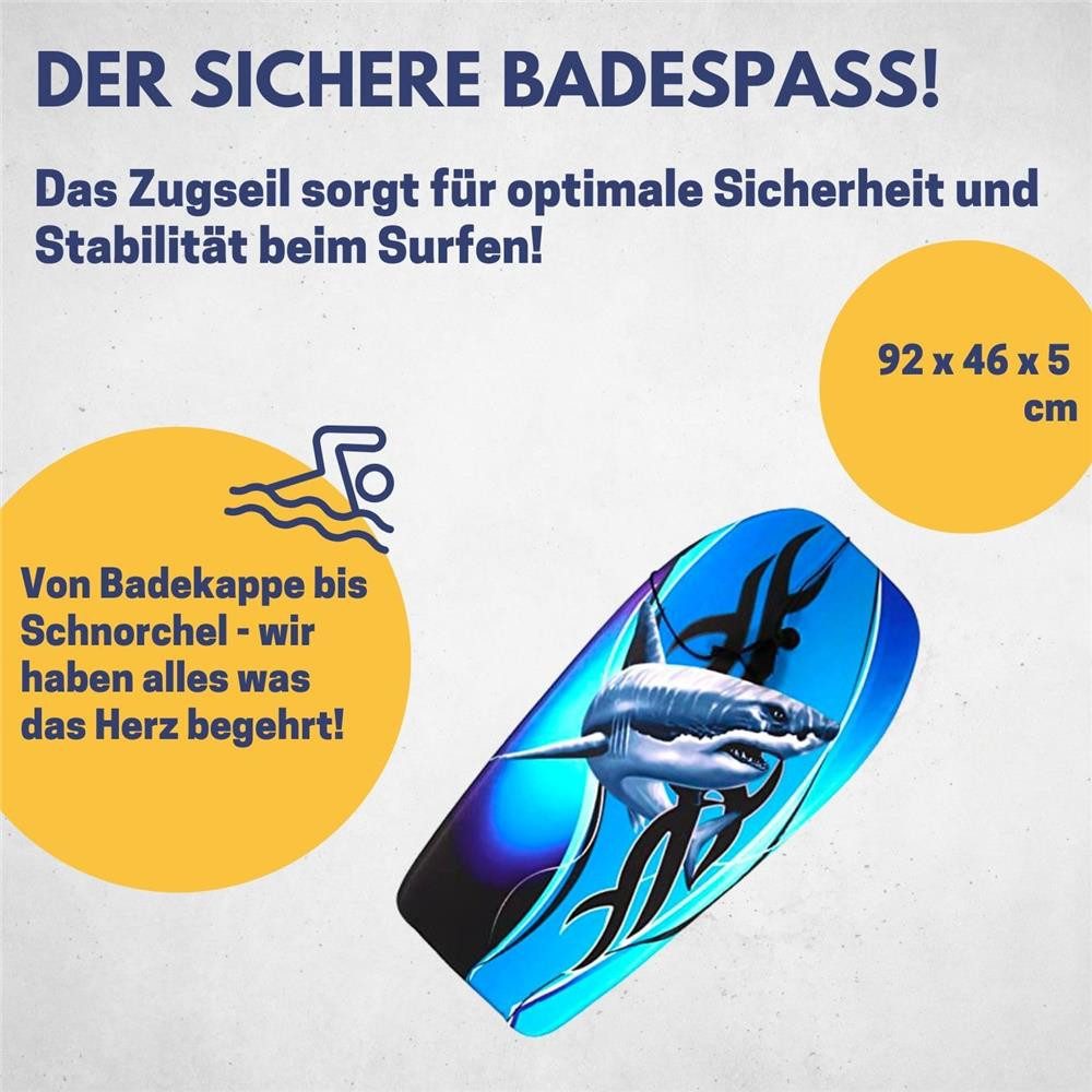 Best Sporting Bodyboard Kinder Hai, Kinder-Surfbrett, 92 cm, Maximale Belastbarkeit bis 75 kg