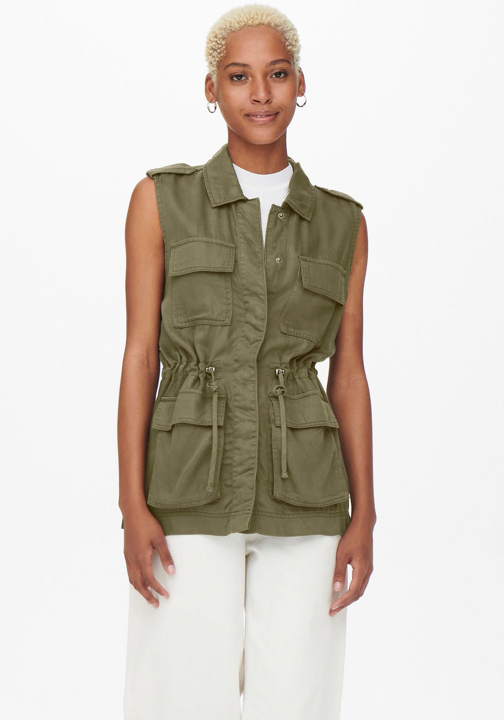 ONLY Kurzweste ONLKENYA LIFE UTILITY WAISTCOAT OTW Aloe