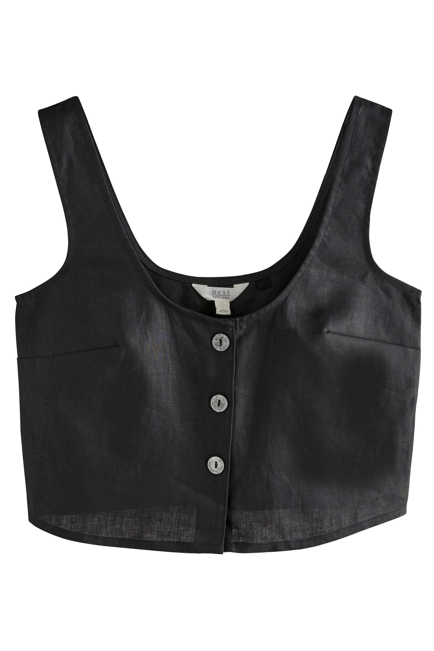 Next Strandtop Geknöpftes Oberteil aus 100 % Leinen (1-tlg)
