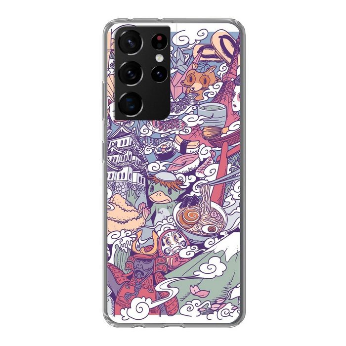 MuchoWow Handyhülle Illustration der japanischen Kultur Phone Case Handyhülle Samsung Galaxy S21 Ultra Silikon Schutzhülle