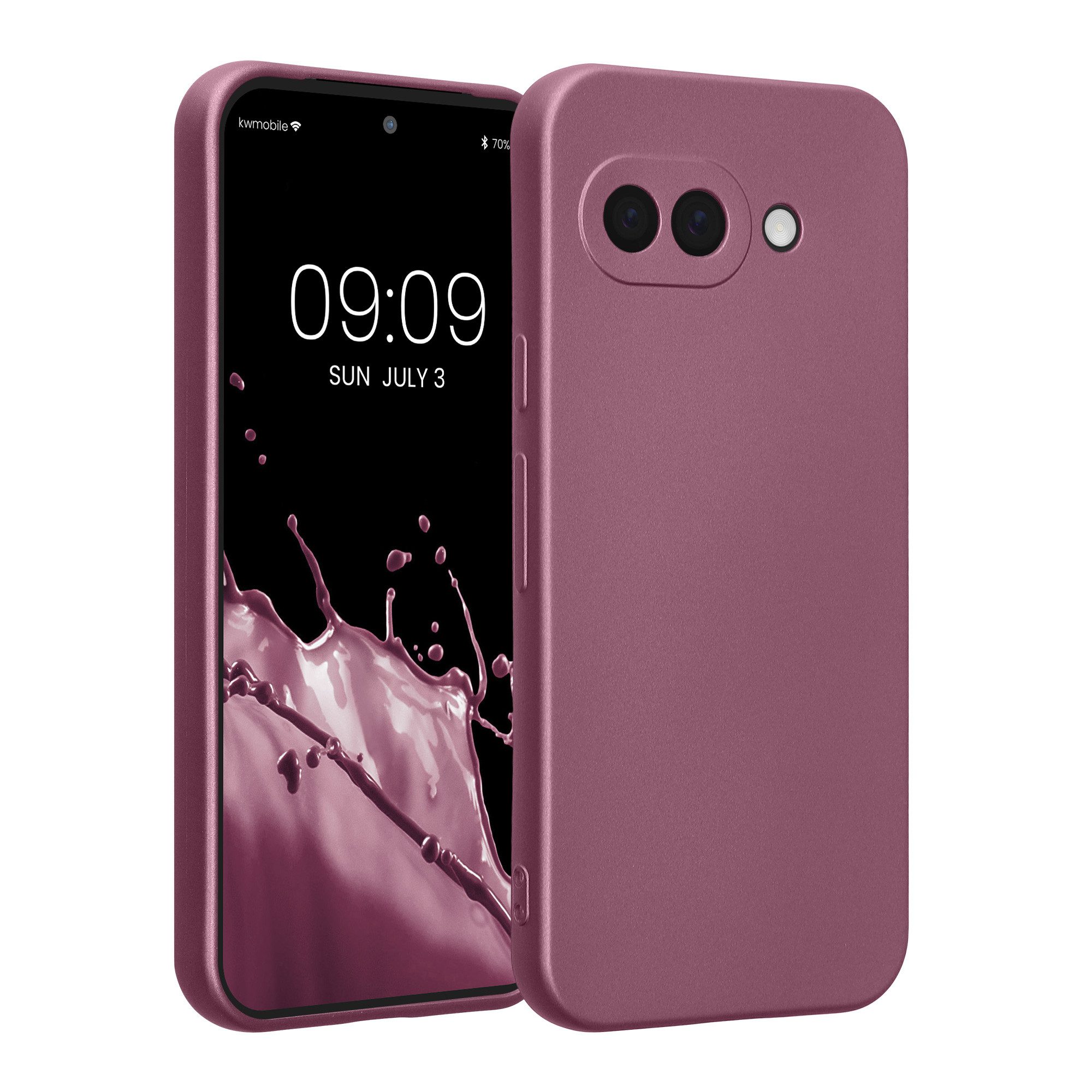 kwmobile Handyhülle Handyhülle für Google Pixel 9a Hülle, weiche Silikon Case metallisch schimmernd - Schutzhülle Cover