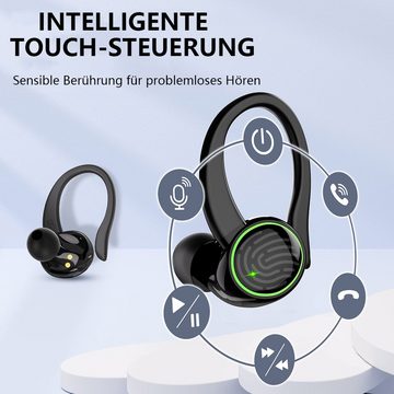 GelldG Bluetooth 5.3 Kopfhörer Sport (HiFi-Stereo,CVC8.0,ENC HD Anruf,IPX6) Kopfhörer (Geräuschunterdrückung, Doppelter Weizen ENC, lange Akkulaufzeit, Bluetooth)