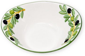 Lashuma Salatschüssel Olive, Keramik, (1-tlg), Ovale Frühstücksschale aus Italien 25x21 cm