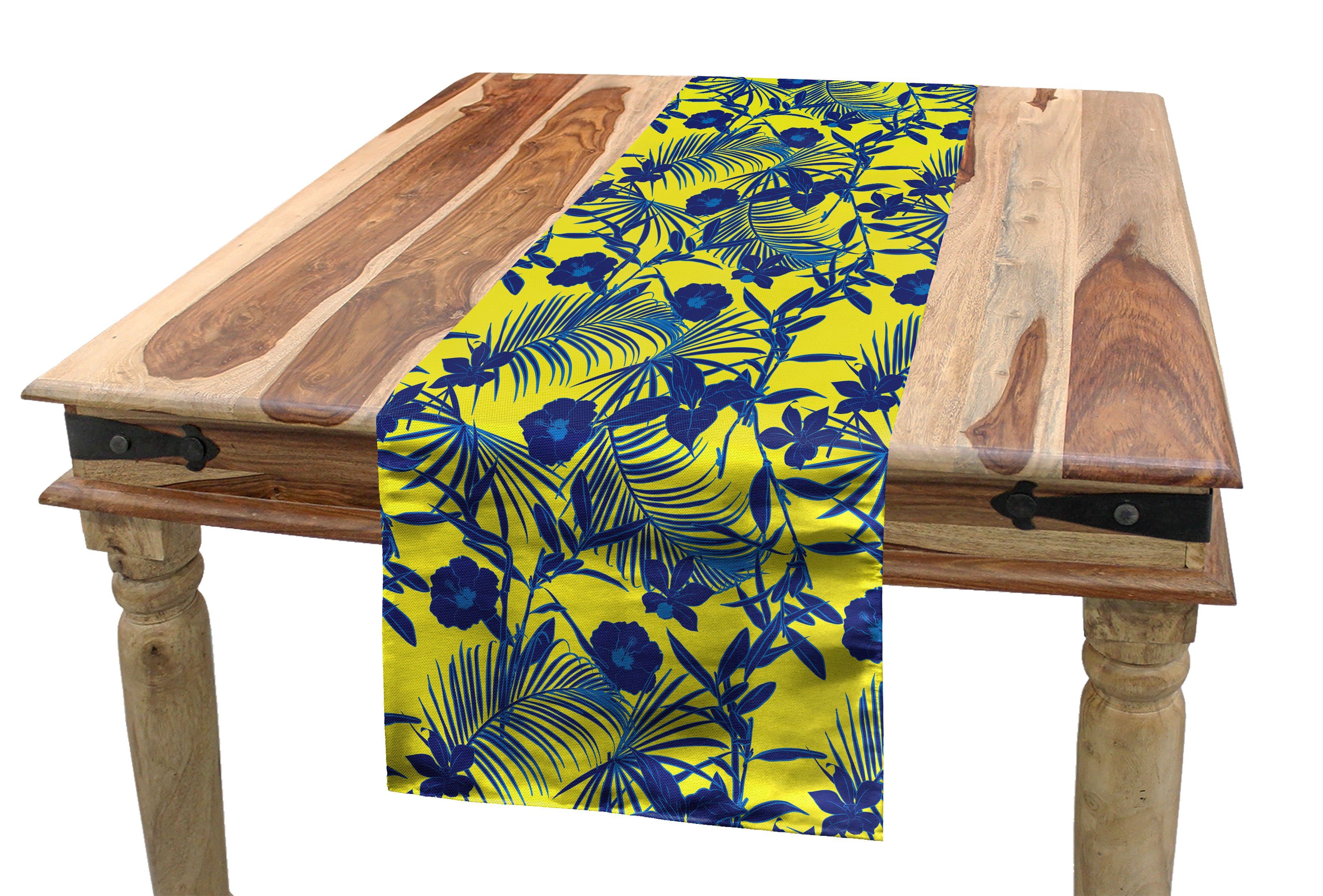 Abakuhaus Tischläufer Esszimmer Küche Rechteckiger Dekorativer Tischläufer, Retro Exotic Island Botanik Muster