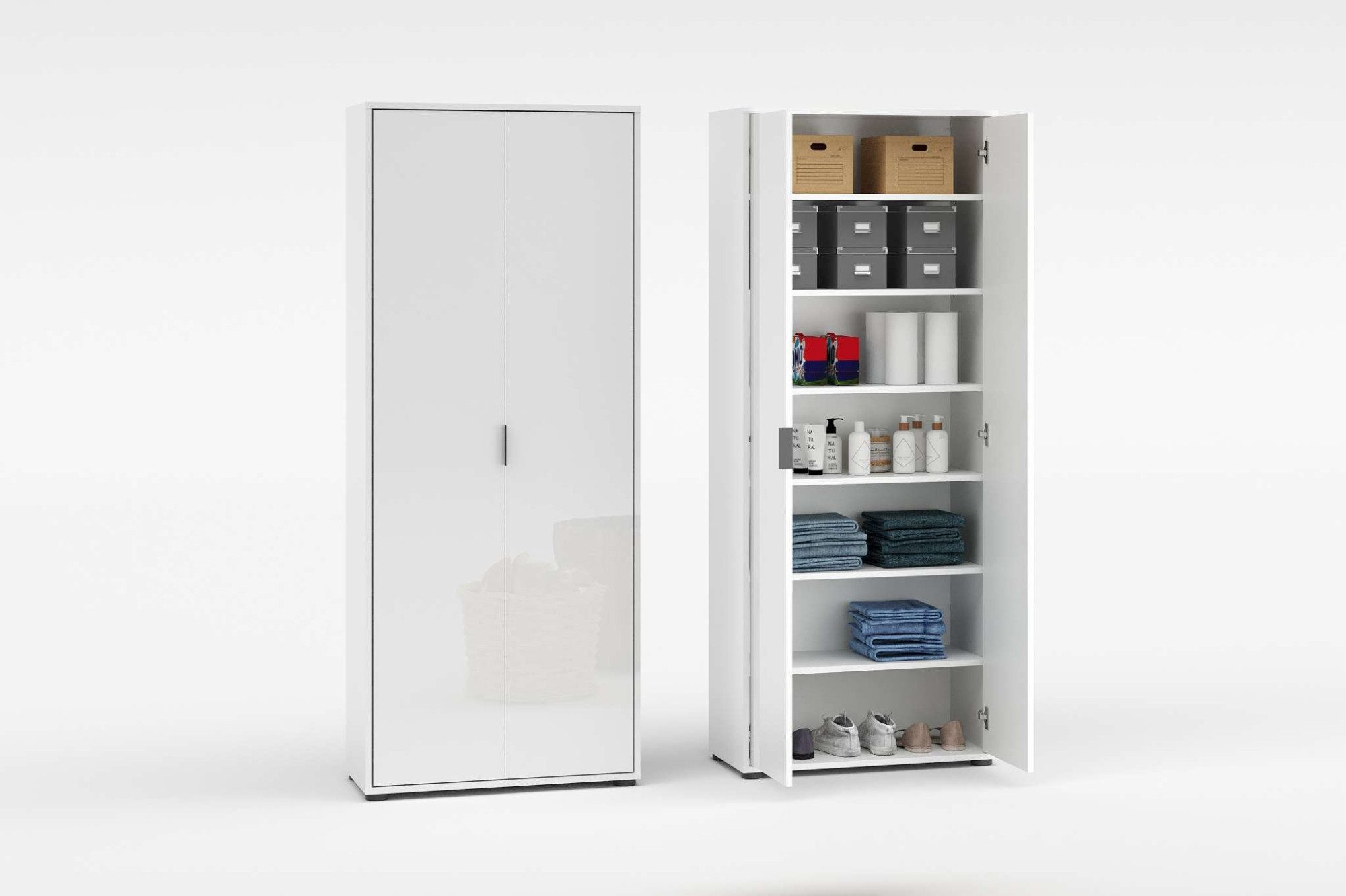 INOSIGN Mehrzweckschrank Stauraumschrank, Breite 72,5 cm, Höhe 178 cm (1-St) 2-türiger Schrank mit 4 Einlegeböden, hochglanz lackiert