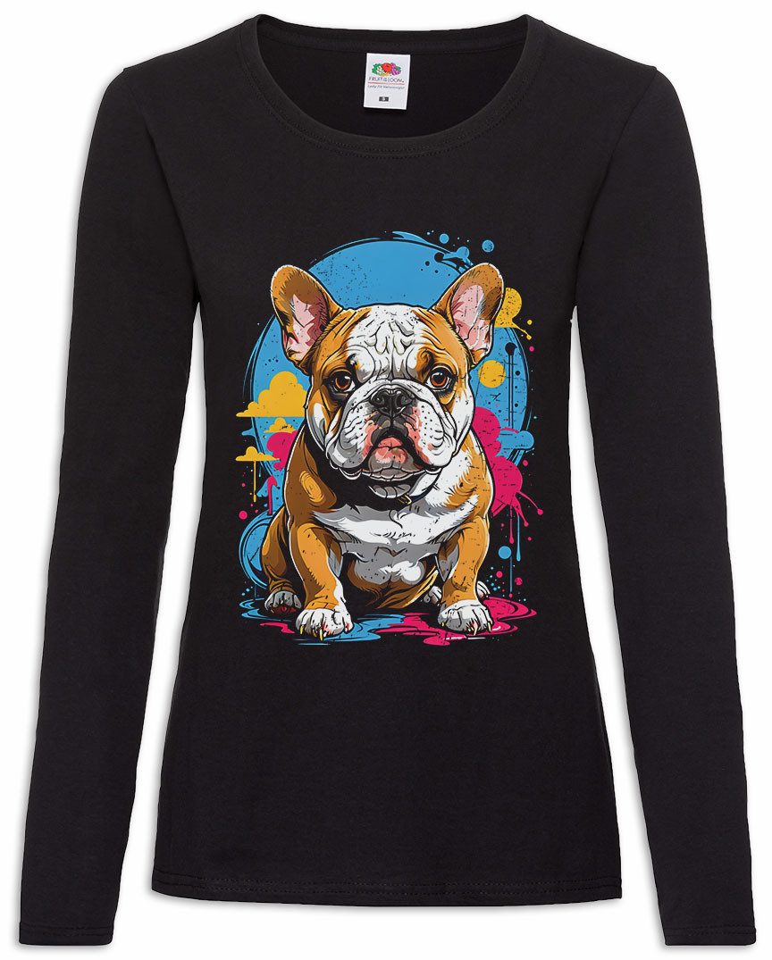 Langarmshirt Bulldog Art Damen Langarmshirt Bulldogge British Dog Hund Bull Dogge