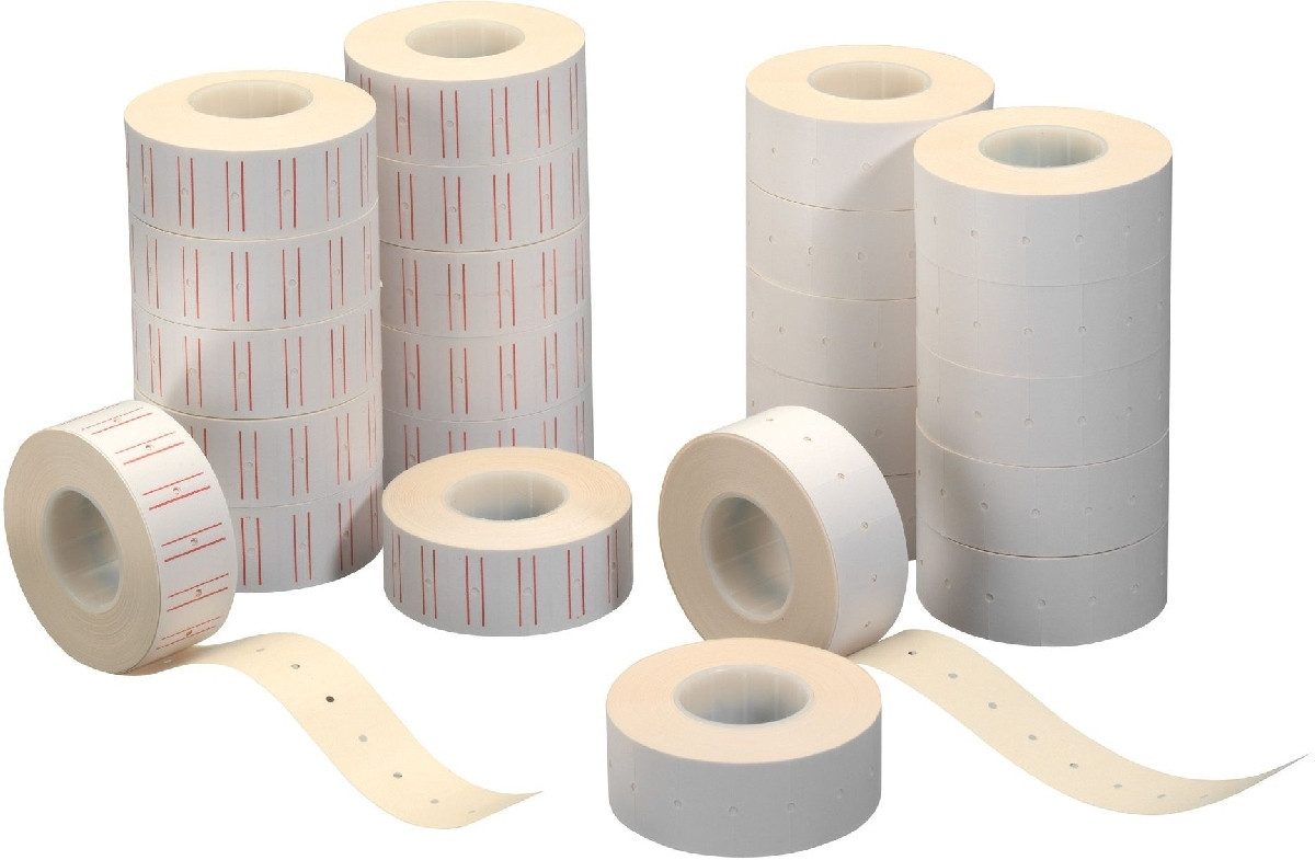 Herlitz Etiketten Preisauszeichner-Etiketten 21,6x12mm 1-zeilig weiß oder weiß/rot 12 Ro