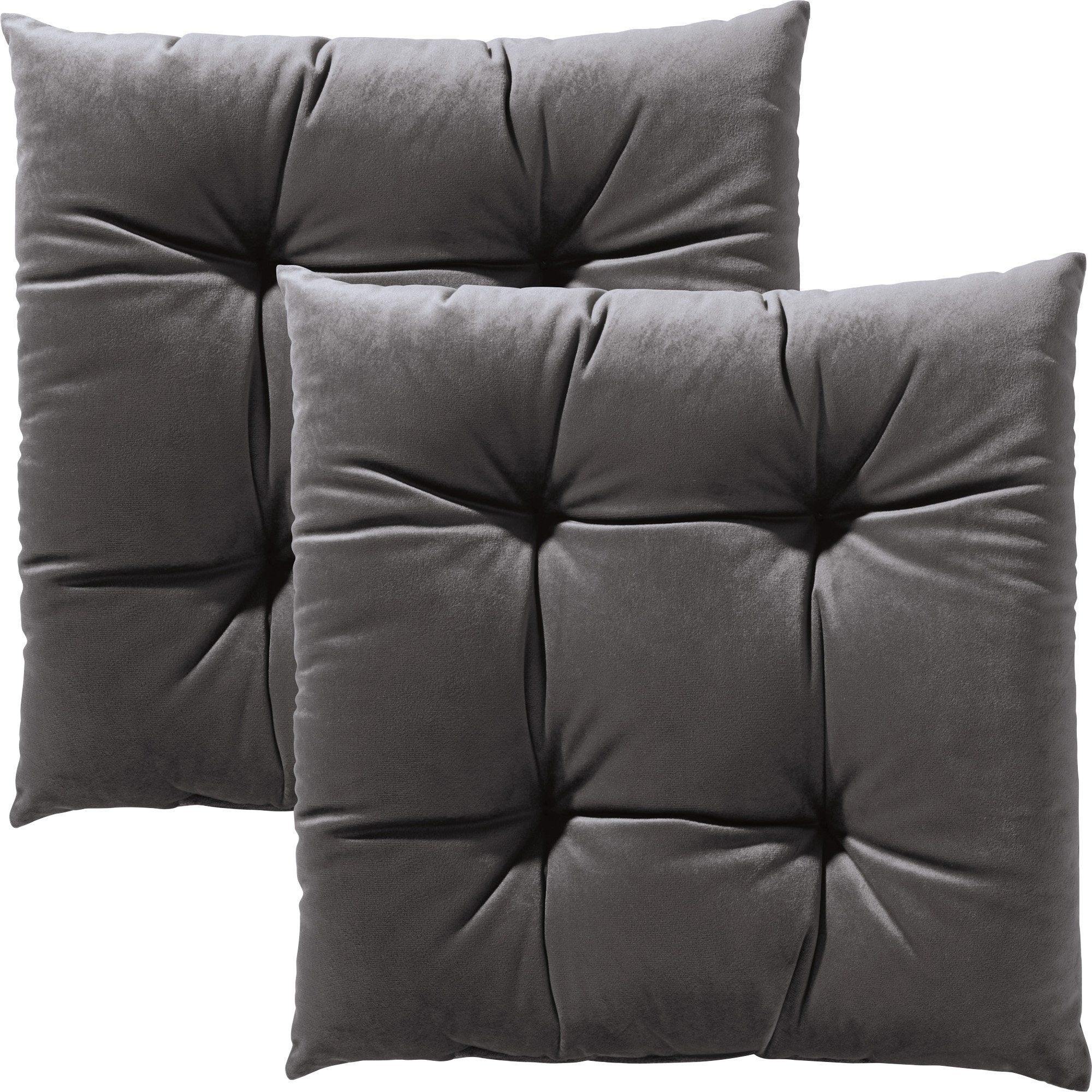 REDBEST Stuhlkissen Stuhlkissen "Kingsville" 2er-Pack, Nicky-Velours Uni