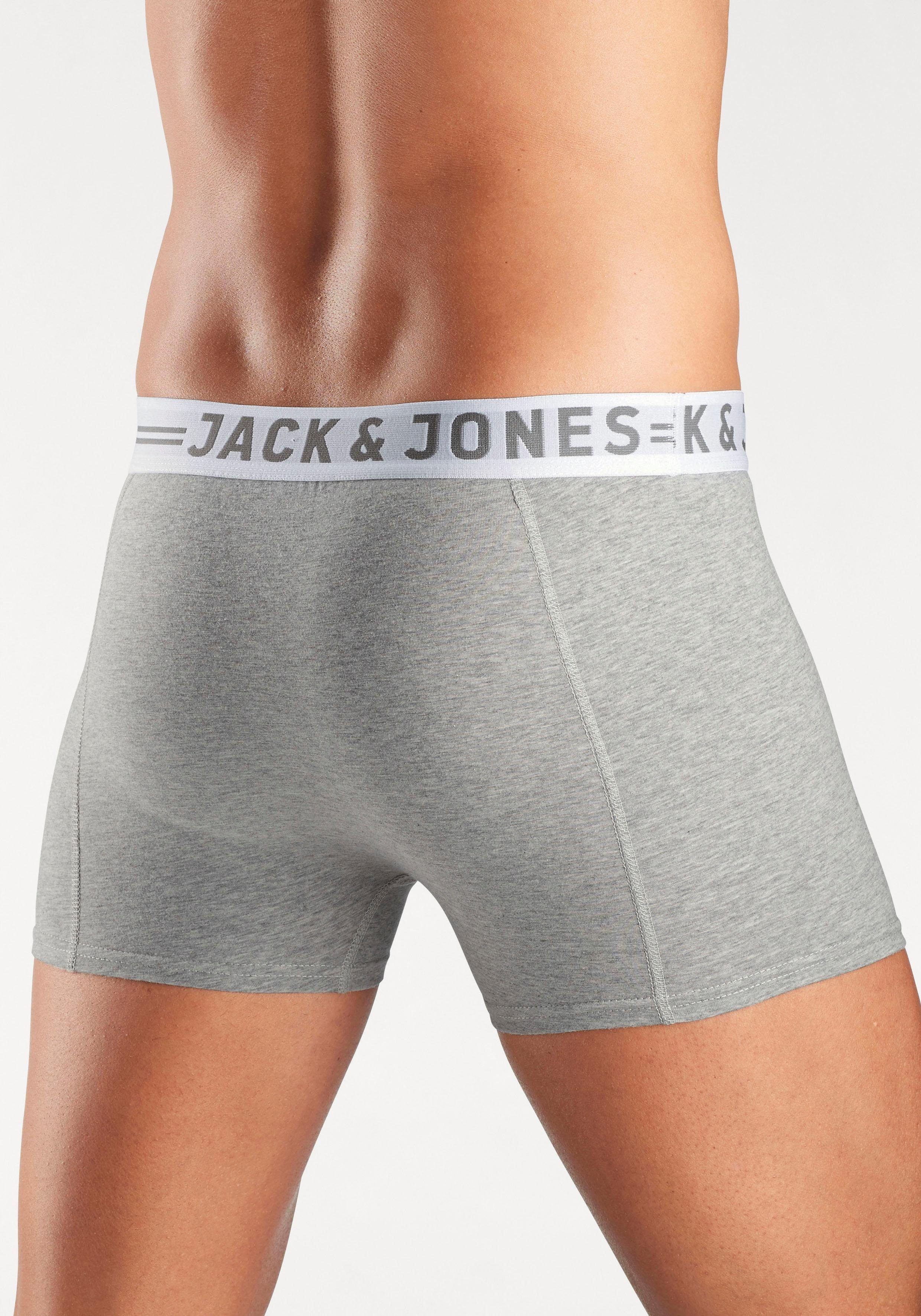 Jack & Jones Boxer Sense grau-meliert (Packung, 3-St) Trunks weiß, schwarz