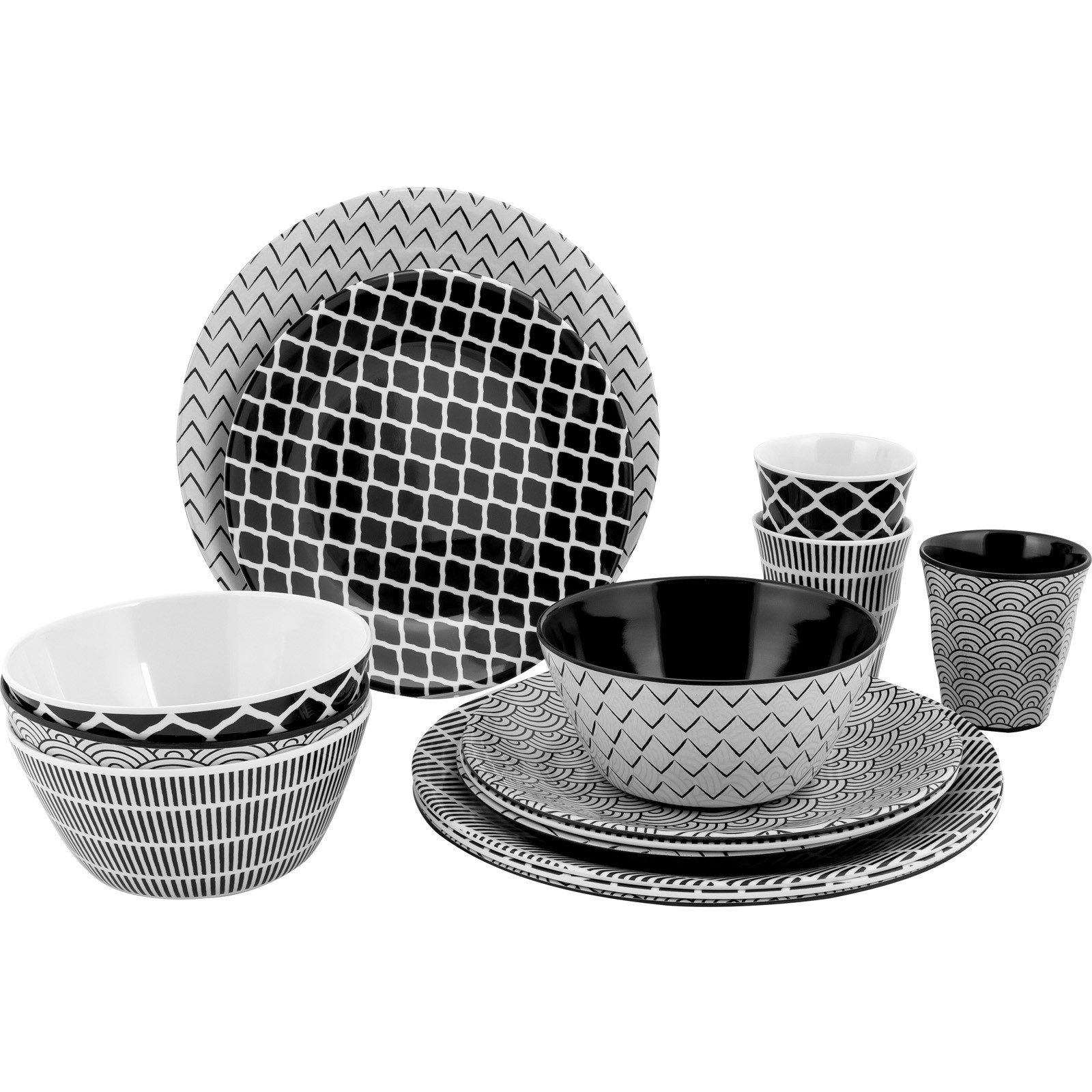 Bo-Camp Geschirr-Set Melamin Campinggeschirr Set Mix&Match, Melamin, Essgeschirr Тарелки Кружки 16tlg