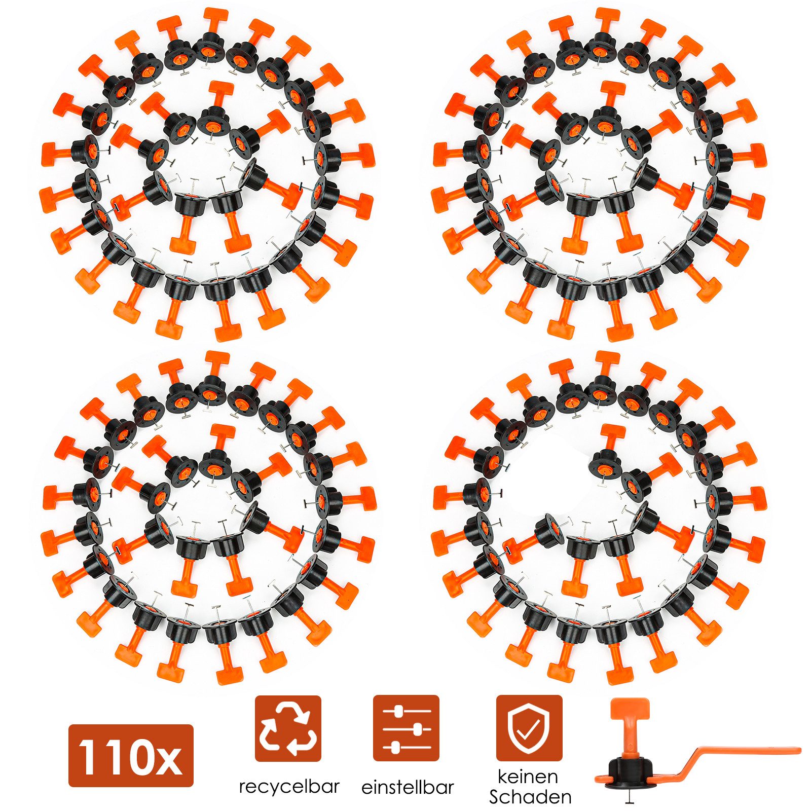 Verlegeset 110x Fliesen Nivelliersystem Level Wiederverwendbar Fliesen