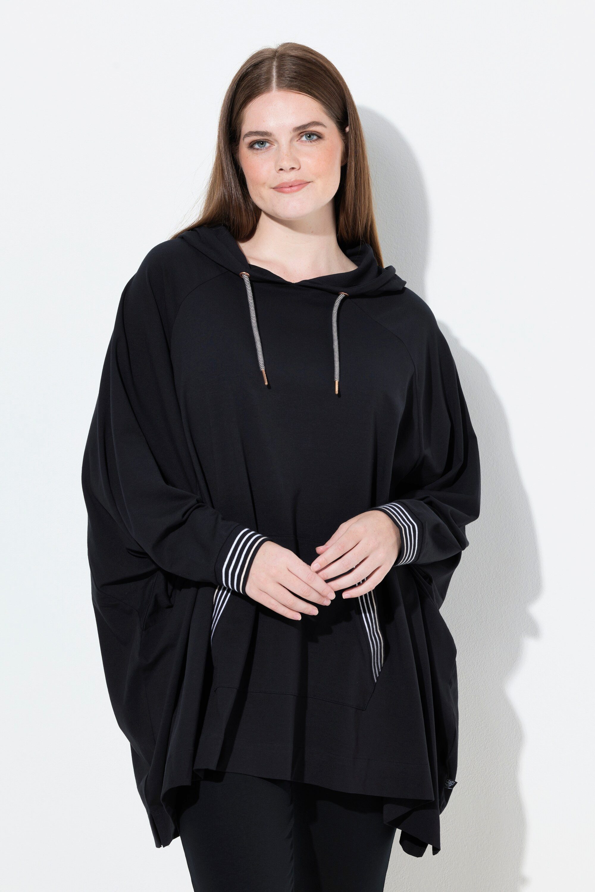 Ulla Popken Sweatjacke Loungwear-Poncho oversized Kapuze Langarm