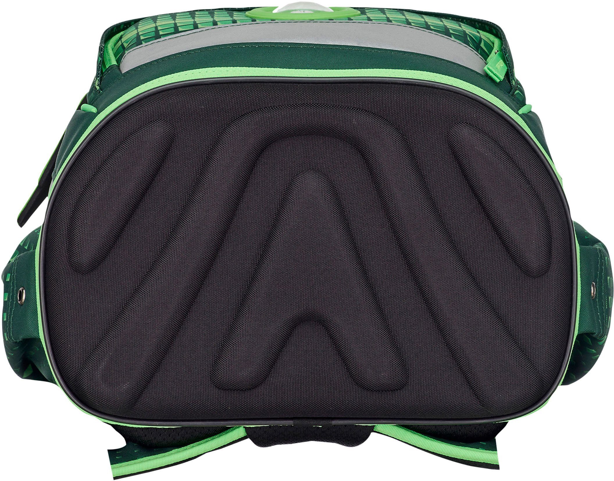 DerDieDas® Schulrucksack ErgoFlex, Soccer Green (Set, 5-tlg)