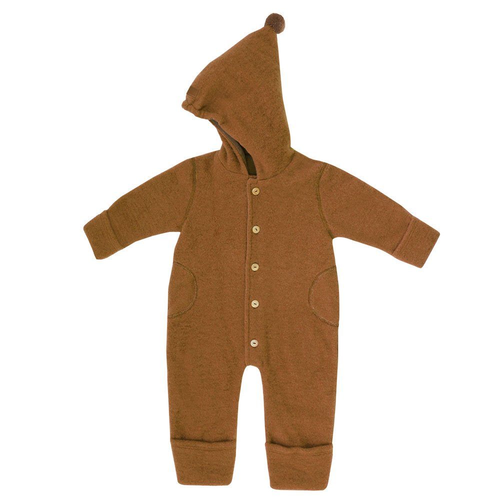 MAXIMO Overall GOTS BABY-Overall, Wollfleece kbT, Jersey kbA Wol Made in Germany caramel cafe/mokka