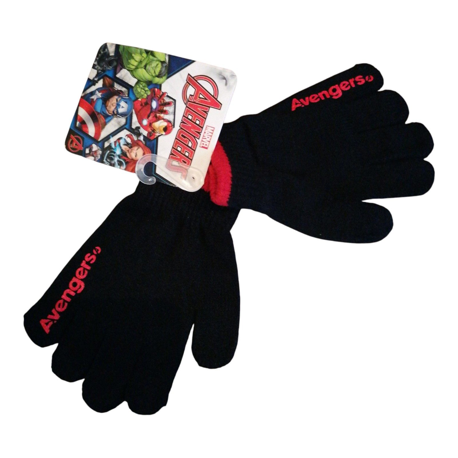 The AVENGERS Strickhandschuhe Kinder Strick-Handschuhe Avengers, schwarz/rot, OneSize ca. 3–8 Jahre