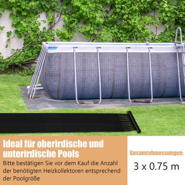 COSTWAY Pool-Wärmepumpe Solarkollektor Poolheizung, 300x75cm, Komplettset
