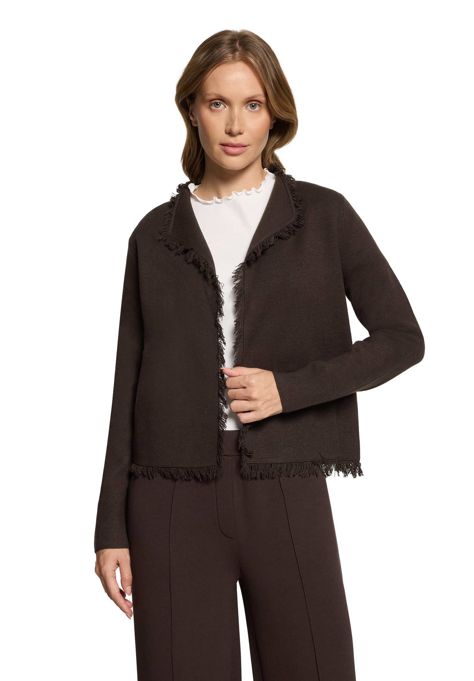 Cartoon Strickjacke Damen mit Fransen (1-tlg)
