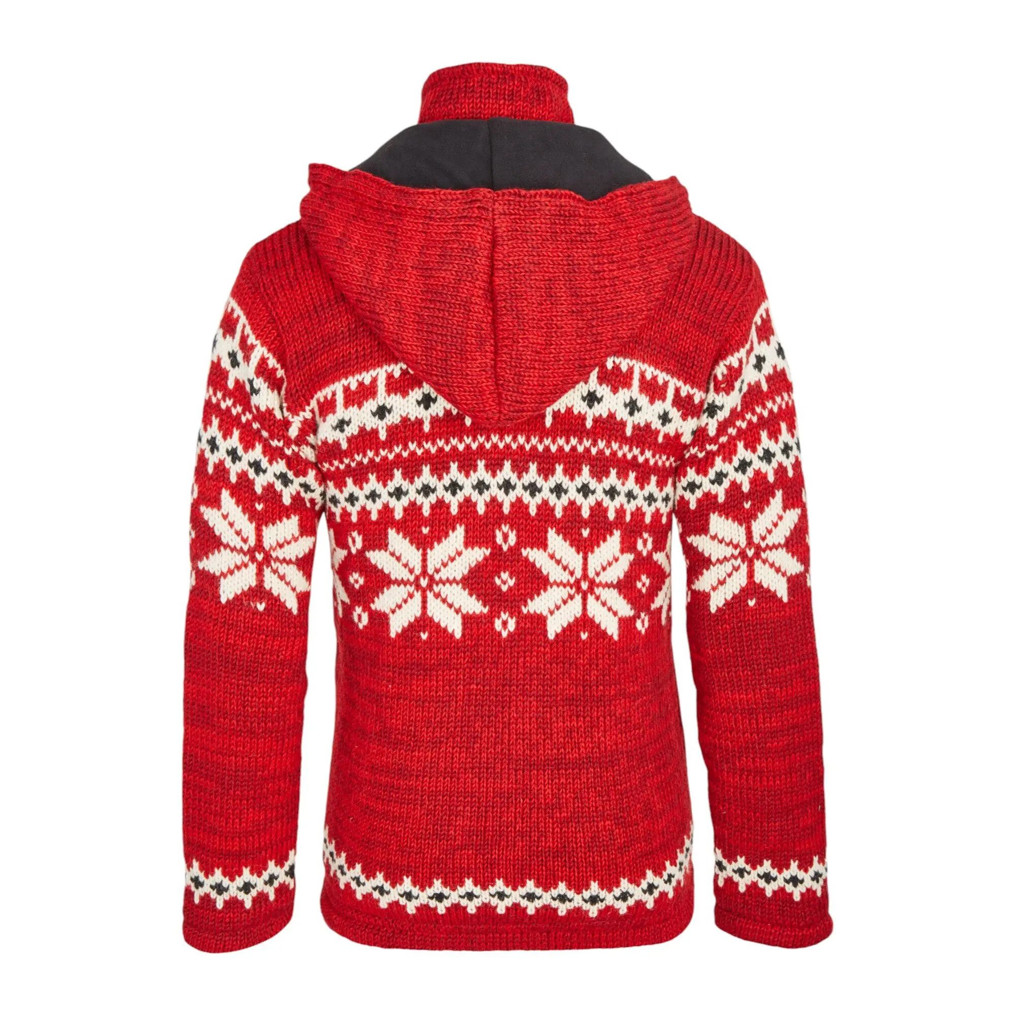 THC Natural Line Strickjacke THC Schafwollstrickjacke Norweger rot 601 (1 Stück, 1-tlg., 1 Stück) Strickjacke mit abnehmbarer Kapuze