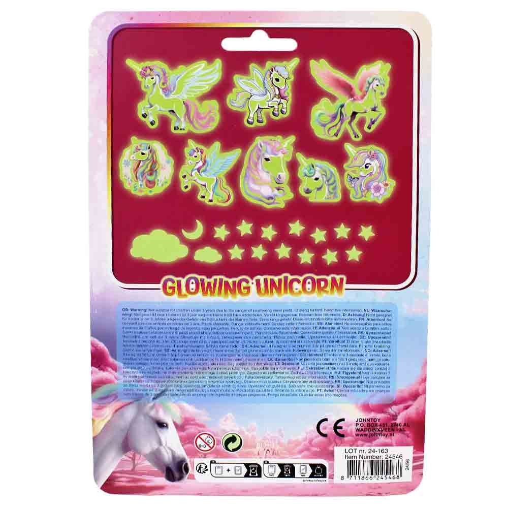 JOHNTOY Wandtattoo Glow in the Dark Einhorn Wandaufkleber auf Karte
