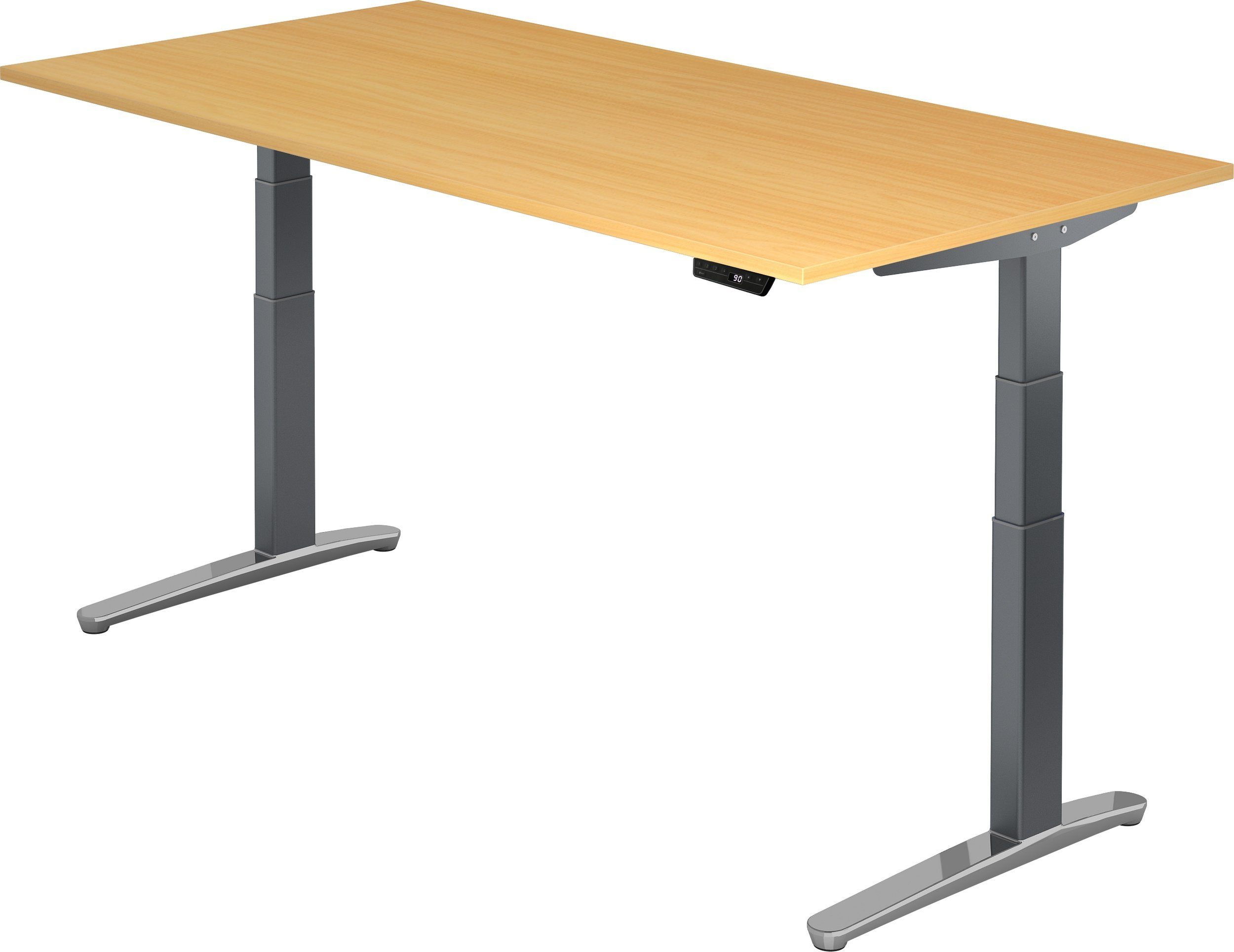 bümö Schreibtisch Schreibtisch elektrisch 200 100 Dekor: Rechteck: cm x Gestell: XBHM, - - Graphit/Alu poliert Buche