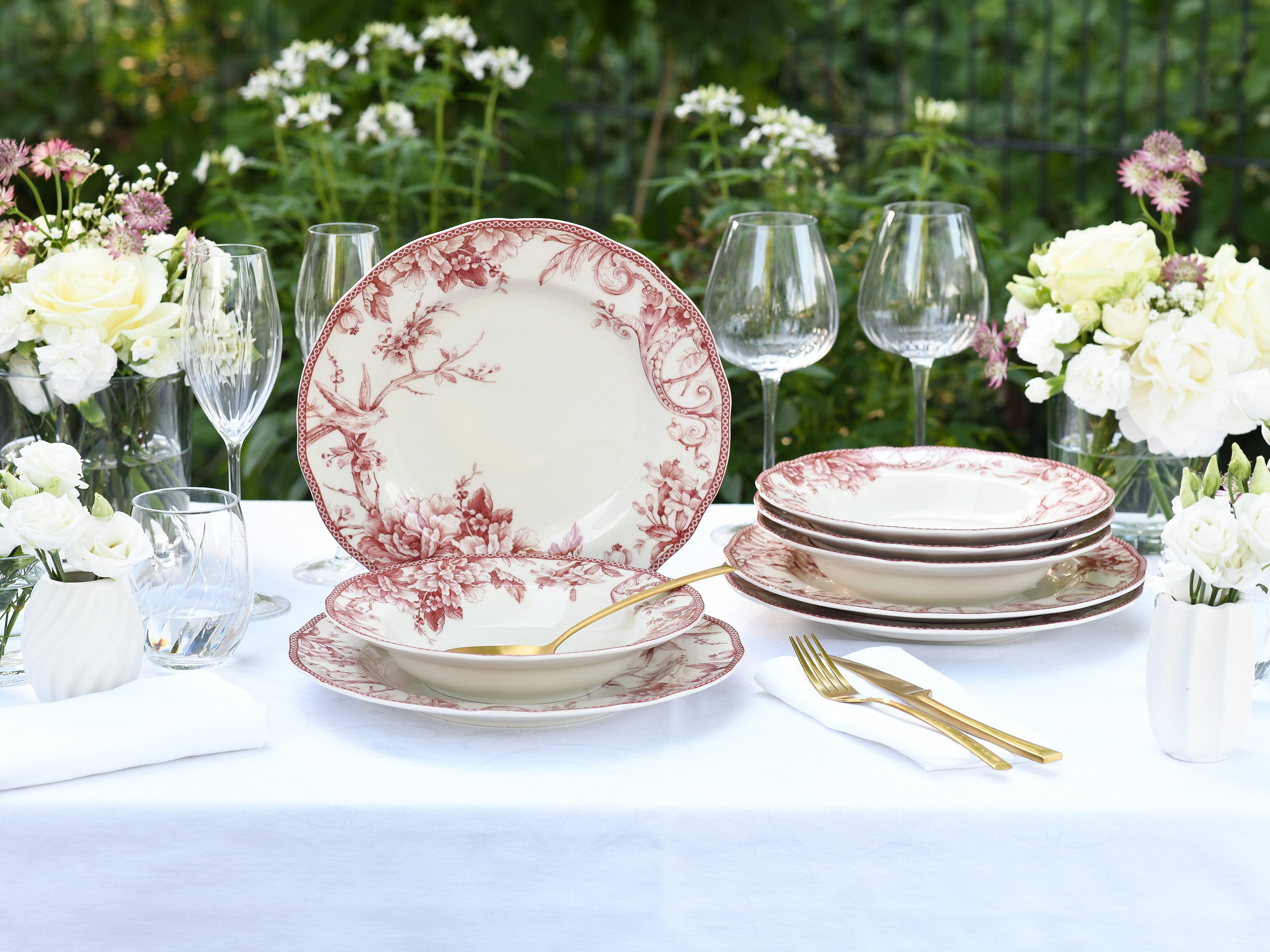 CreaTable Tafelservice Adelaide, Service 8-tlg. (8-tlg), 4 Personen, Porzellan, Teller Set, Nostalgischer Vintage Dekor, Elegante Form