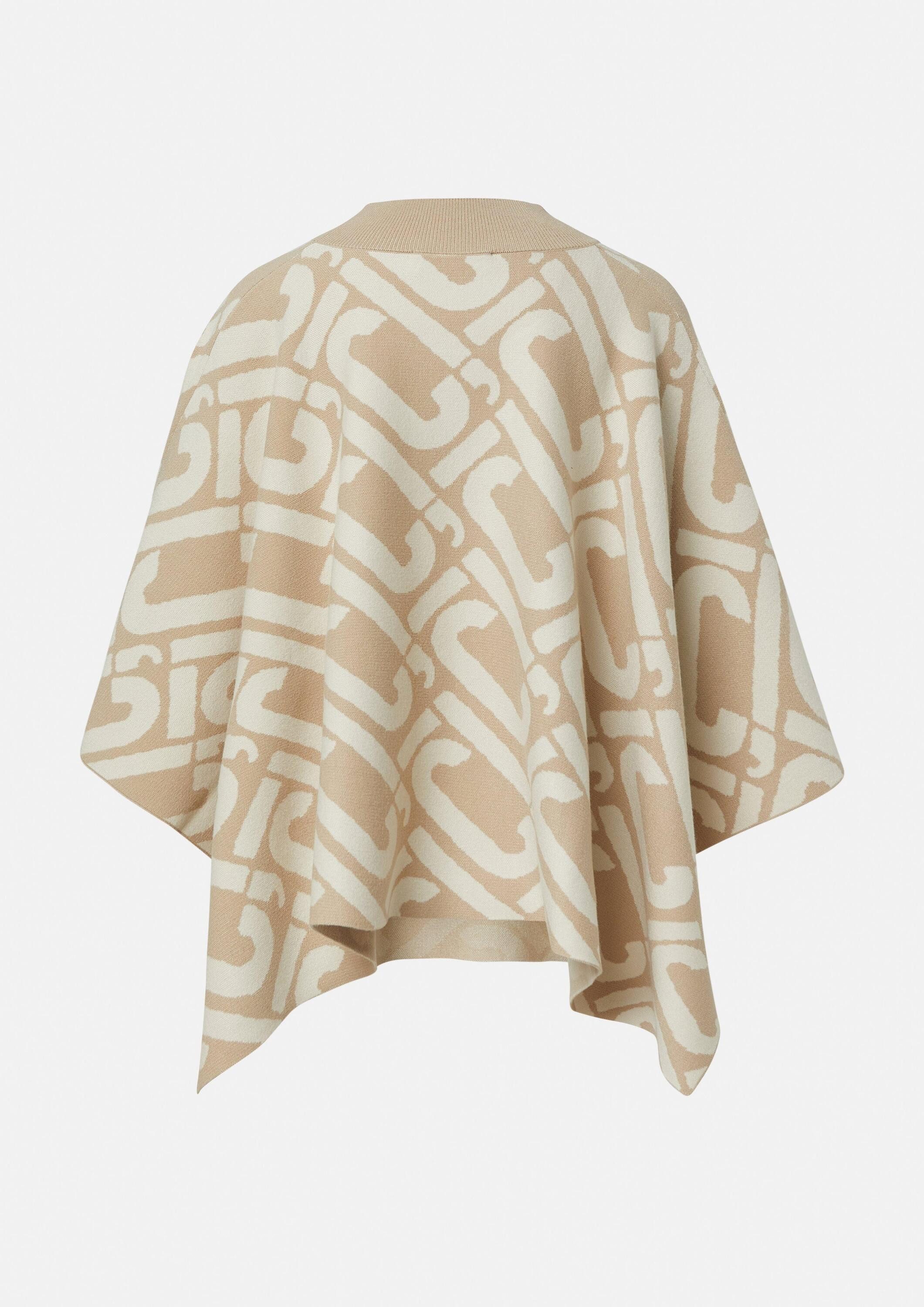comma Poncho Indoor-Poncho Strick-Poncho mit Logo-Muster