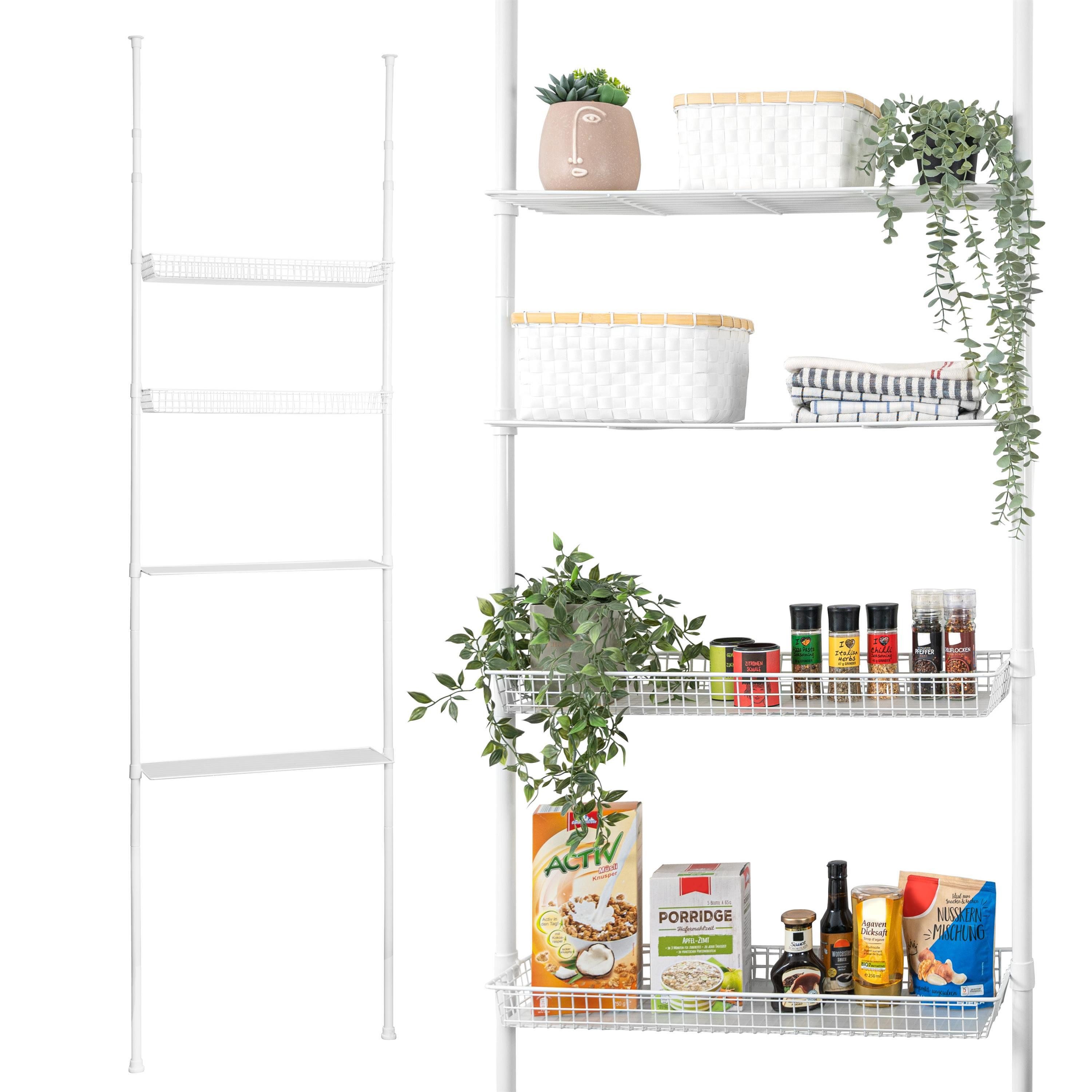 bremermann Teleskopregal Teleskop-Regal, 2 Körbe, 2 Ablagen bis max. ca. 290 cm Raumhöhe, weiß