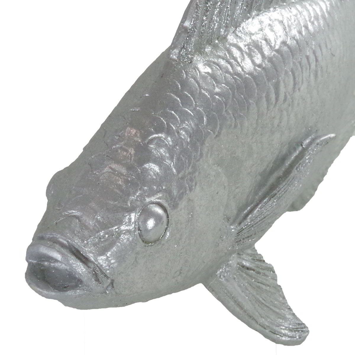 zum klein Fischfigur, Fisch aus Dekofigur Dekoobjekt 18x34cm Polyresin silber maritime Stellen Casablanca