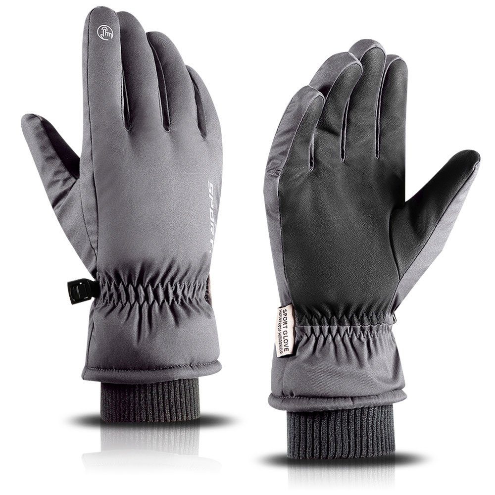 Grau Handschuhe Winterhandschuhe Warm Thermo Touchscreen Herren Fahrrad Sporthandschuhe Wasserdichte Sunicol Skihandschuhe Damen Winddichte Motorrad für