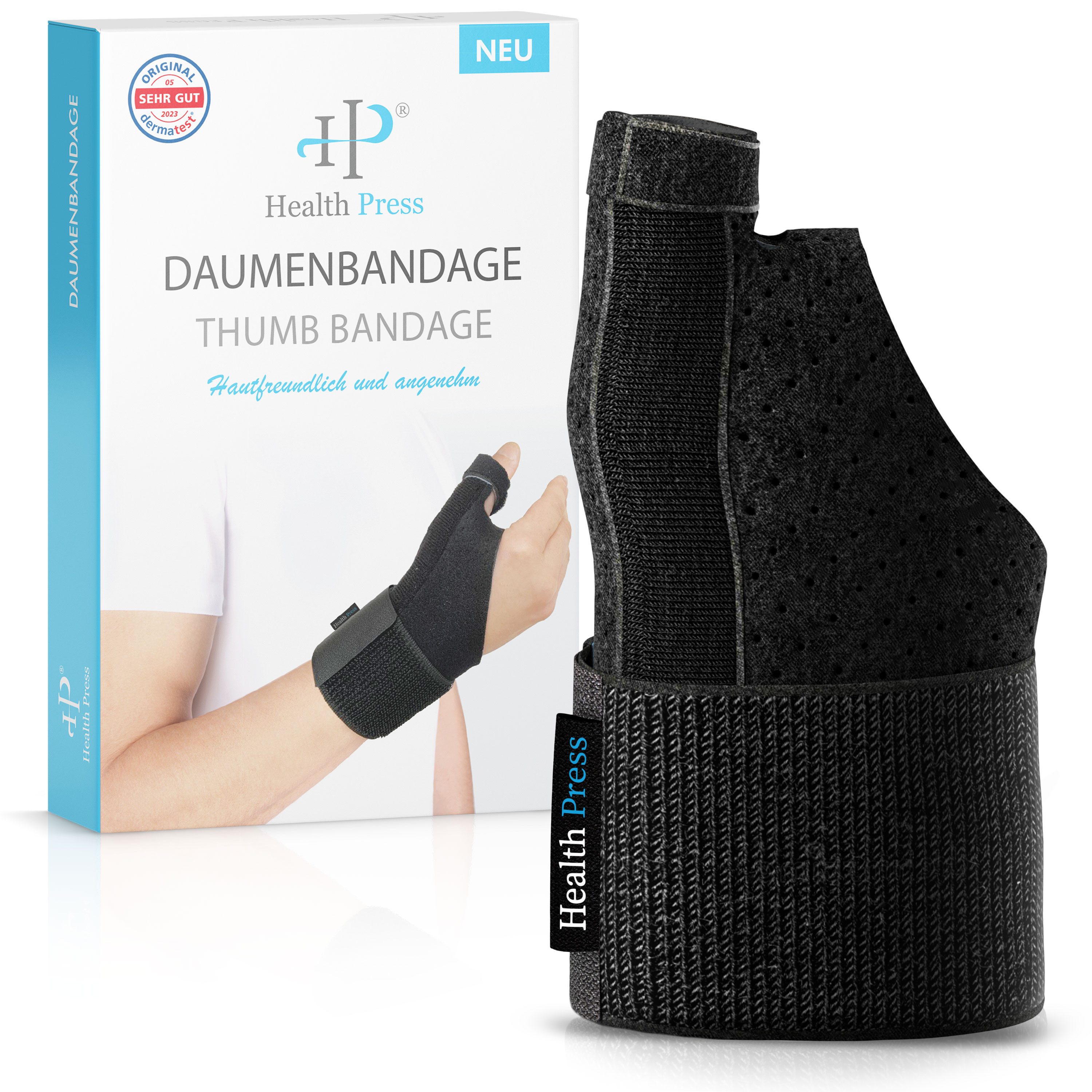 Health Press Daumenbandage Daumenbandage 1er Set Universell Daumenorthese (Rechts und Links), Anatomische Form und Atmungsaktiv