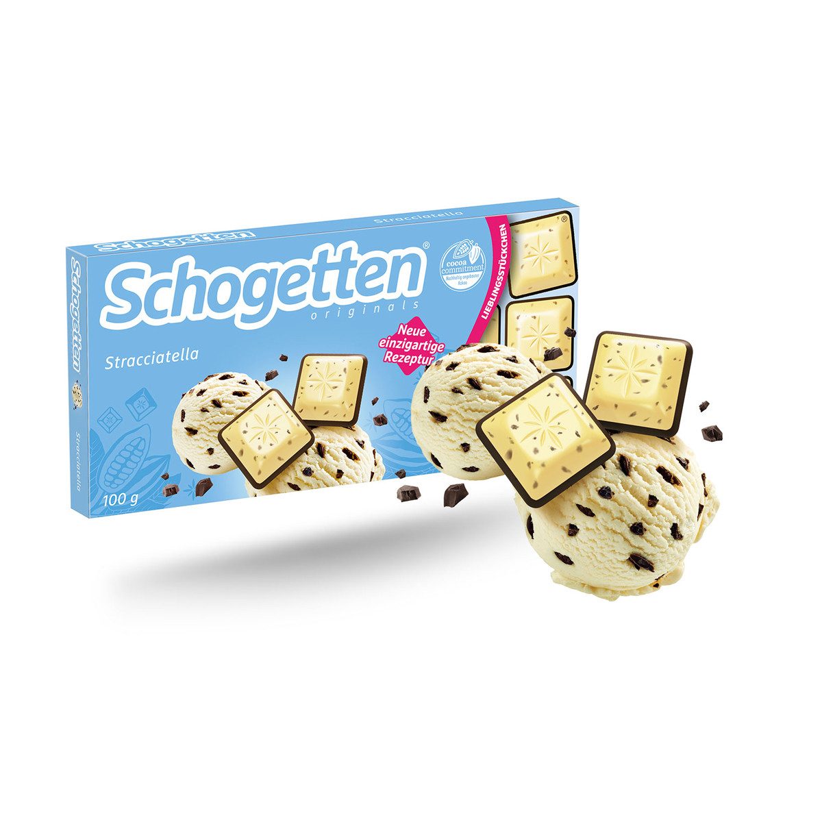 Schogetten Schokolade, Schogetten Stracciatella Weiße Schokolade mit Kakaosplittern 100g