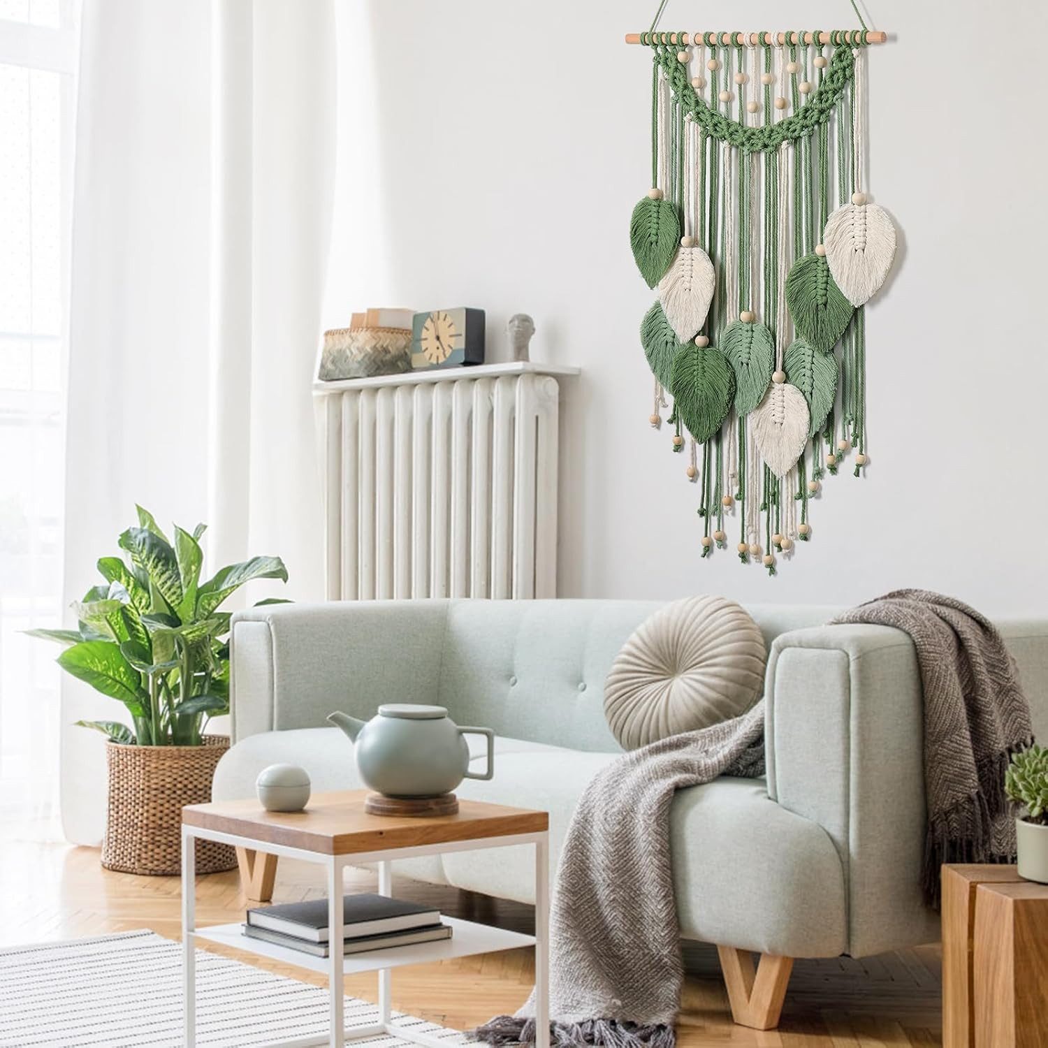 Kaket Hängedekoration Blatt Makramee Wandbehang, Boho Raumdekor – Bild 5 von 5
