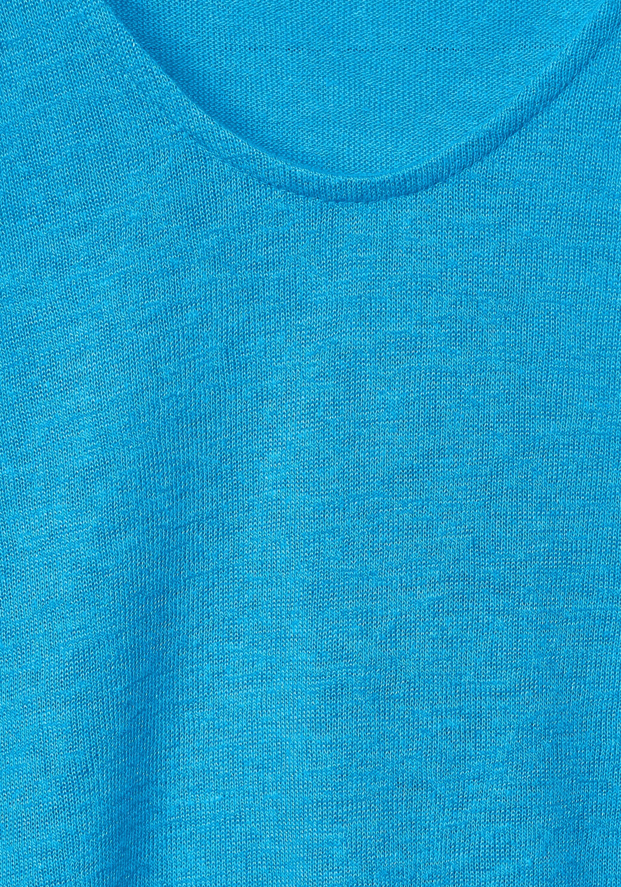 STREET ONE Kurzarmshirt in unifarbener blue splash Optik