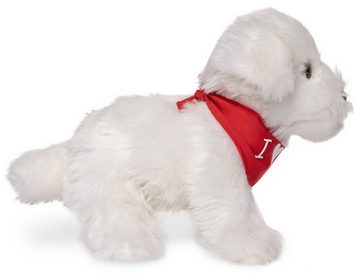 Uni-Toys Kuscheltier Malteser Hund mit Halstuch "I Love You" - 26 cm (Länge) - Plüschtier, zu 100 % recyceltes Füllmaterial