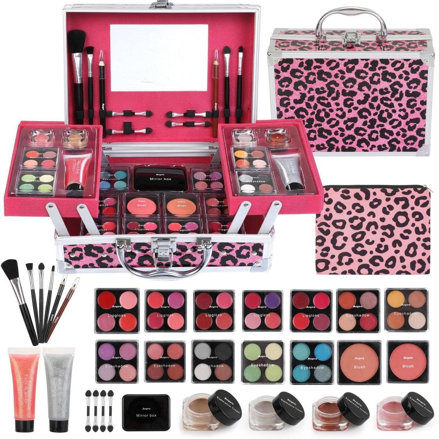 LuxusKollektion Schmink-Set Schminkset Mädchen Leopard Rose Koffer All in One