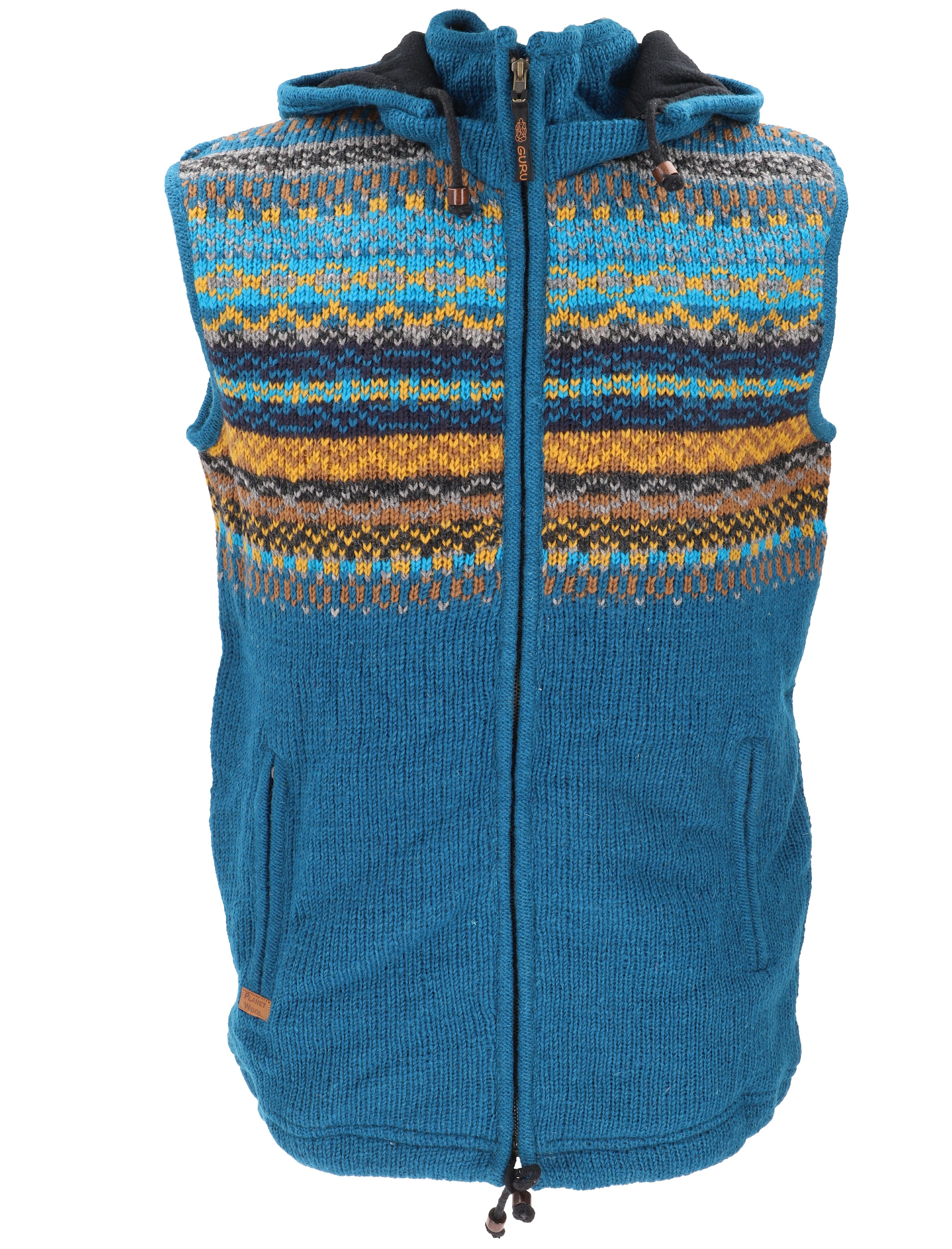 Guru-Shop Strickjacke Gestrickte Weste, Unisex Weste aus Schurwolle,..