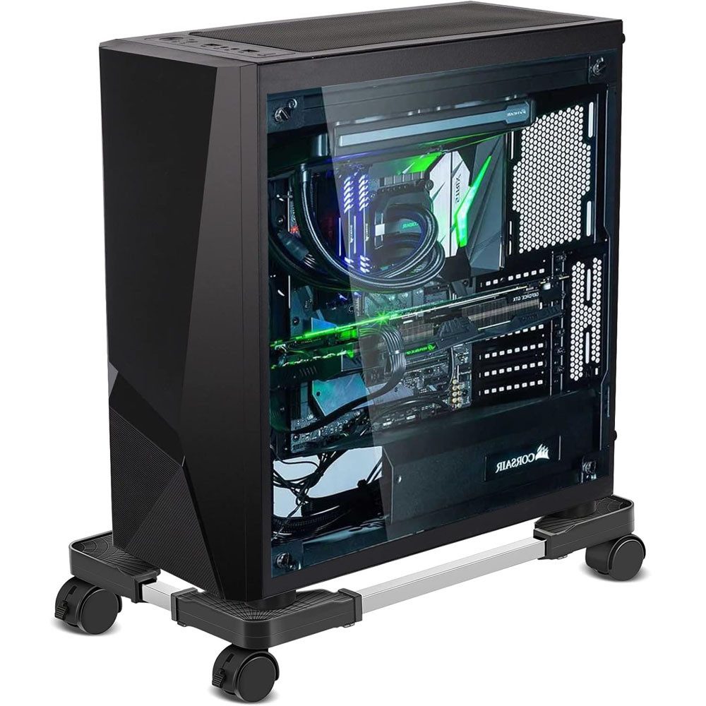 TUWENA Halterung PC Ständer für PC-Tower, Computer CPU Desktop Ständer mit Laufrollen, (Computer PC Ständer, Universal verstellbare Ständer Unter Schreibtisch)