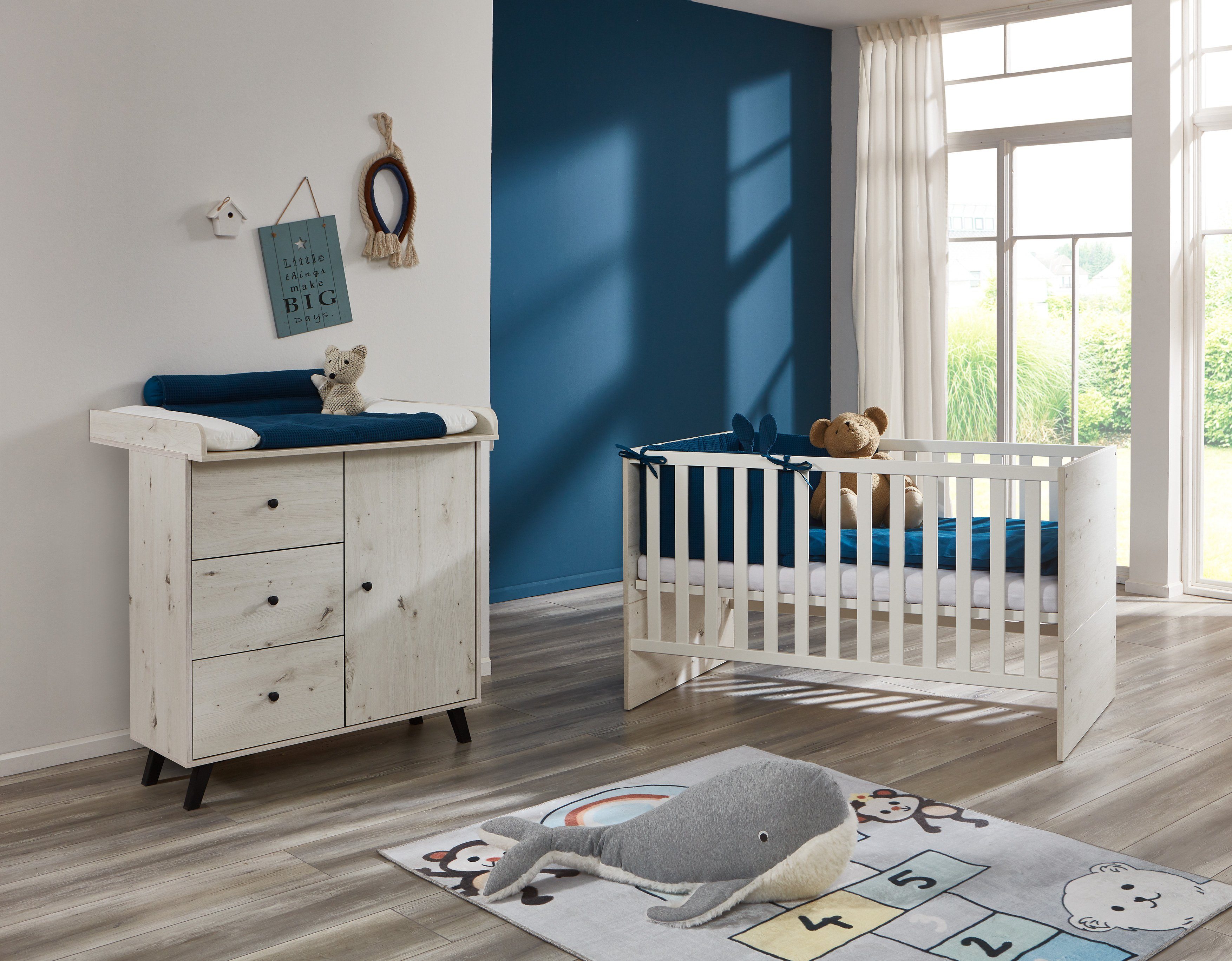 arthur berndt Babymöbel-Set Babyzimmer Set »Lavea« 2-teilig, (Spar-Set,  Babymöbel-Set »Lavea« bestehend aus Kinderbett und Wickelkommode)