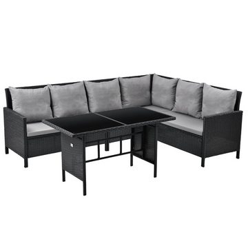 SVITA Eckbankgruppe MADISON, (Set, 2-tlg., Lounge mit Tisch), Gartenlounge, Sitzlounge, Tisch mit Glasplatte