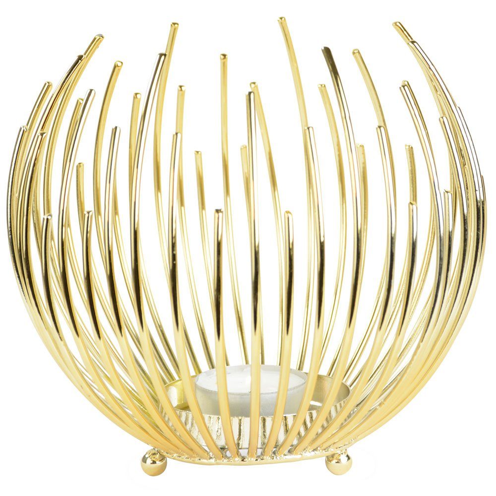 Teelichthalter Strahlenkugel Silber / Gold - Kerzenhalter Windlicht Tischdekoration