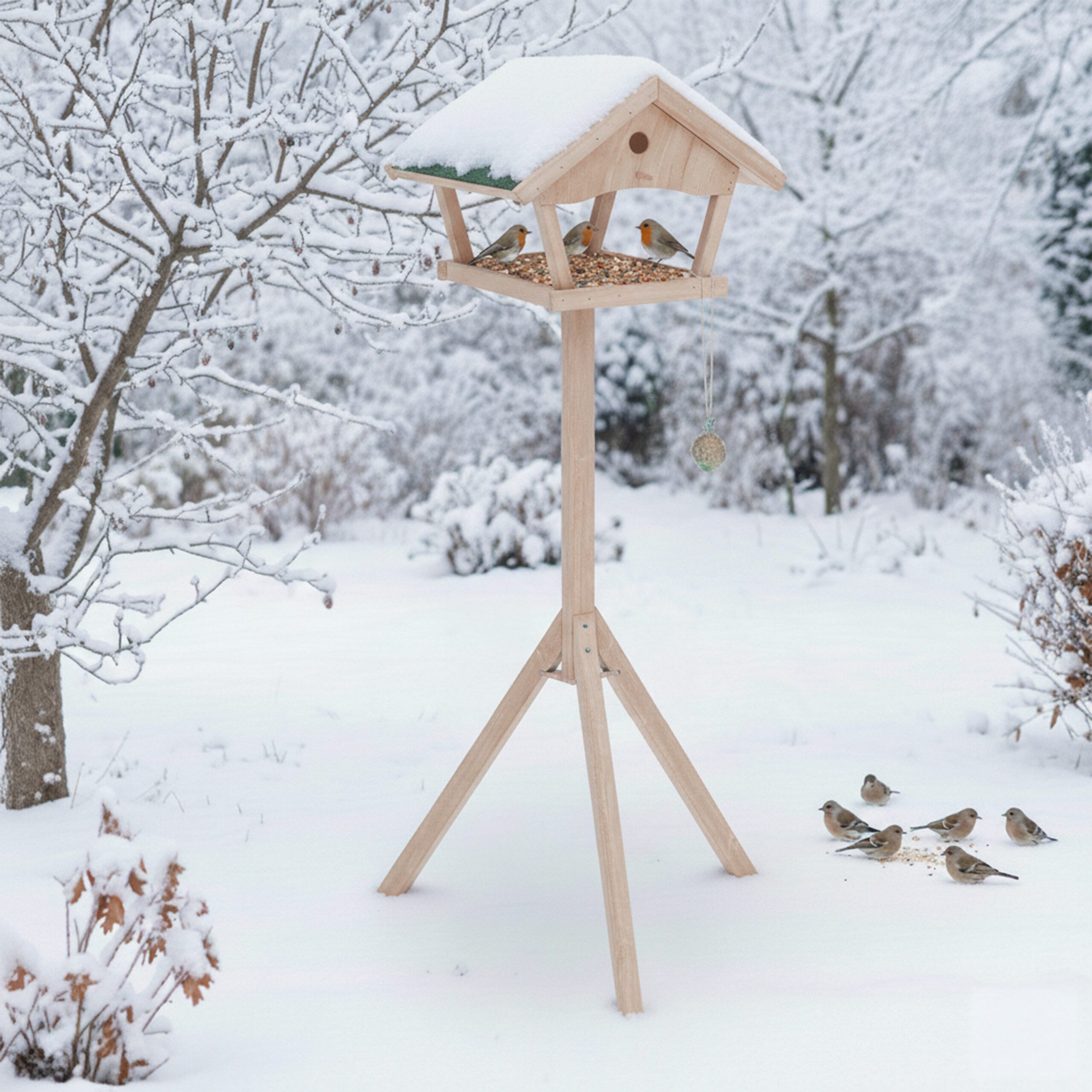 relaxdays Vogelhaus XXL Vogelfutterhaus mit Ständer, natur günstig online kaufen