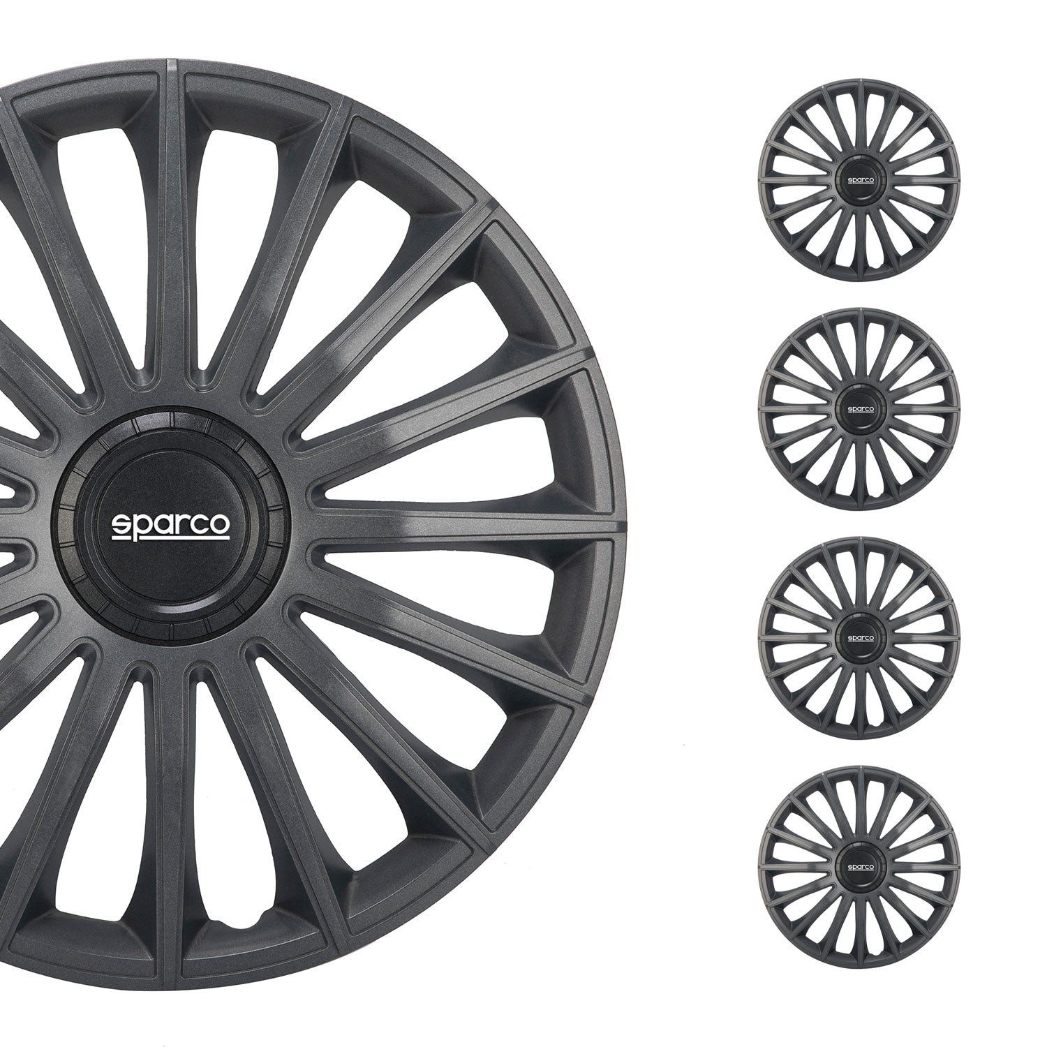 OMAC Radkappen Sparco 14 Zoll Roma Silber Grau 4tlg, (4-St) Einfache Installation, Haltbar