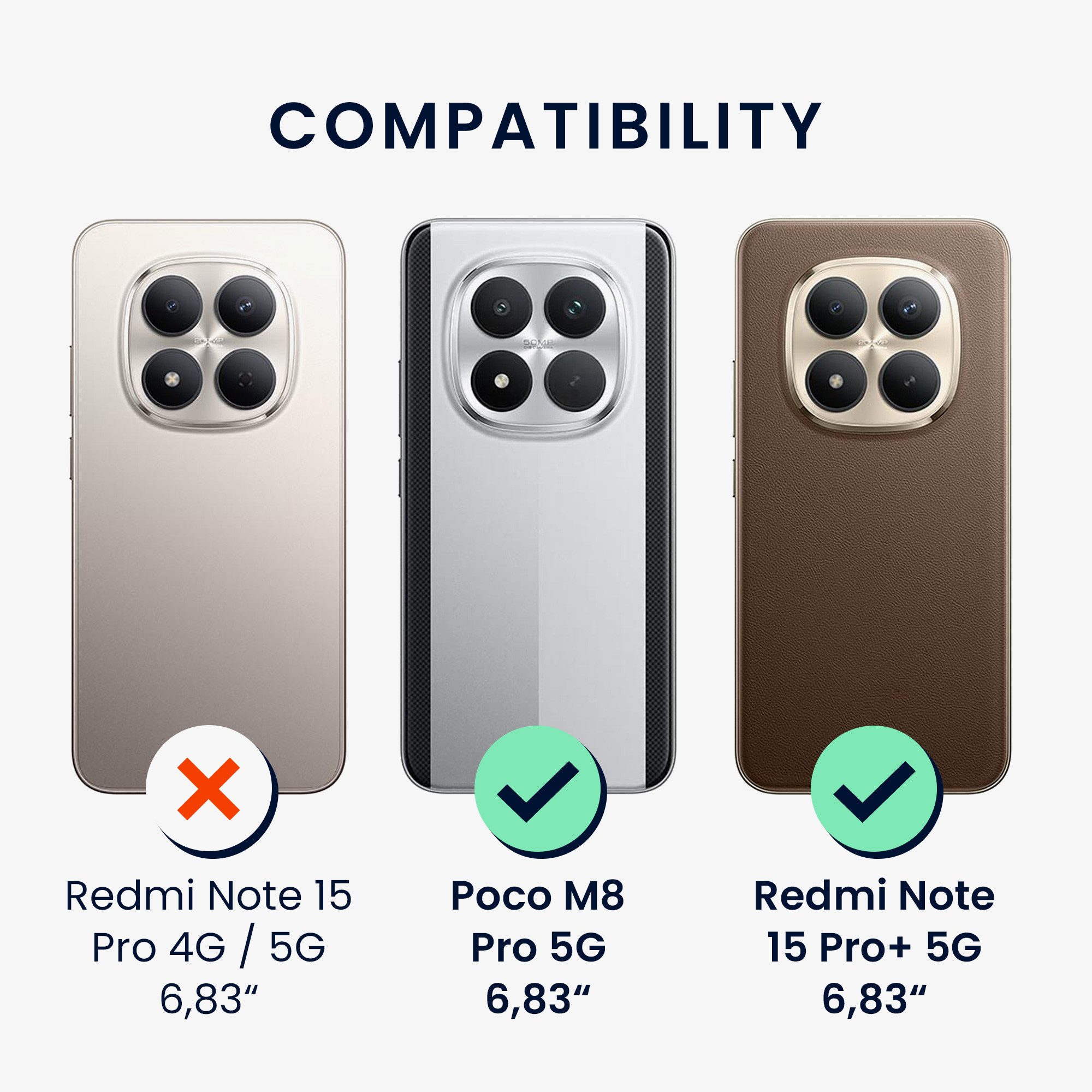 kwmobile Smartphone-Hülle Handyhülle für Xiaomi Redmi Note 15 Pro+ 5G / Poco M8 Pro 5G Hülle, Weiches Handy Silikon Case - Schutzhülle Cover
