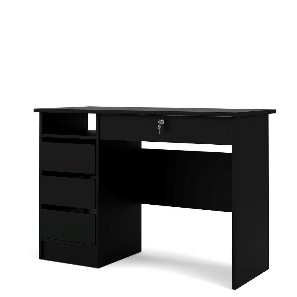 ebuy24 Schreibtisch Plus Schreibtisch mit 1 Regal, 3 kleinen Schublade Schwarz